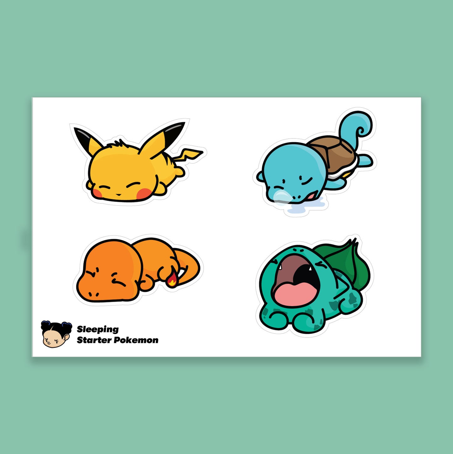 Sleeping Starter Pokemon Sticker Sheet